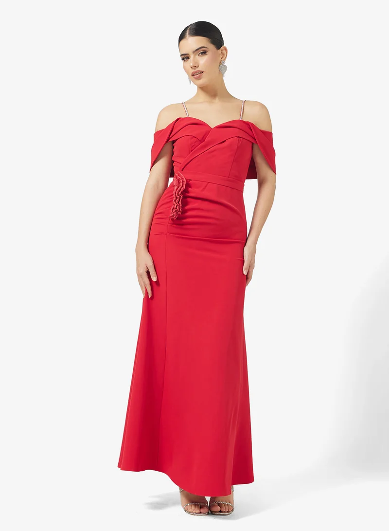 Namshi x Off Shoulder Gather Detail Mermaid Gown