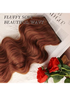 NAYOO Clip In Hair Extensions For Women 20 Inch Long Wavy Curly Auburn Hair Extension Full Head Synthetic Hair Extension Hairpieces(6Pcsauburn)  - Image 4