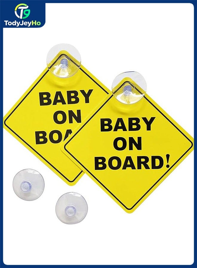تودي جي هو Baby on Board Sticker for Cars 2PCS , Baby On Board Warning Signs with Suction Cups , Durable and Strong Without Residue - Image 1