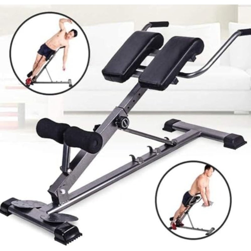 Roman chair for home gym use, steel frame with black PU leather, height-adjustable and foldable design for crunches and hyperextensions - Image 3