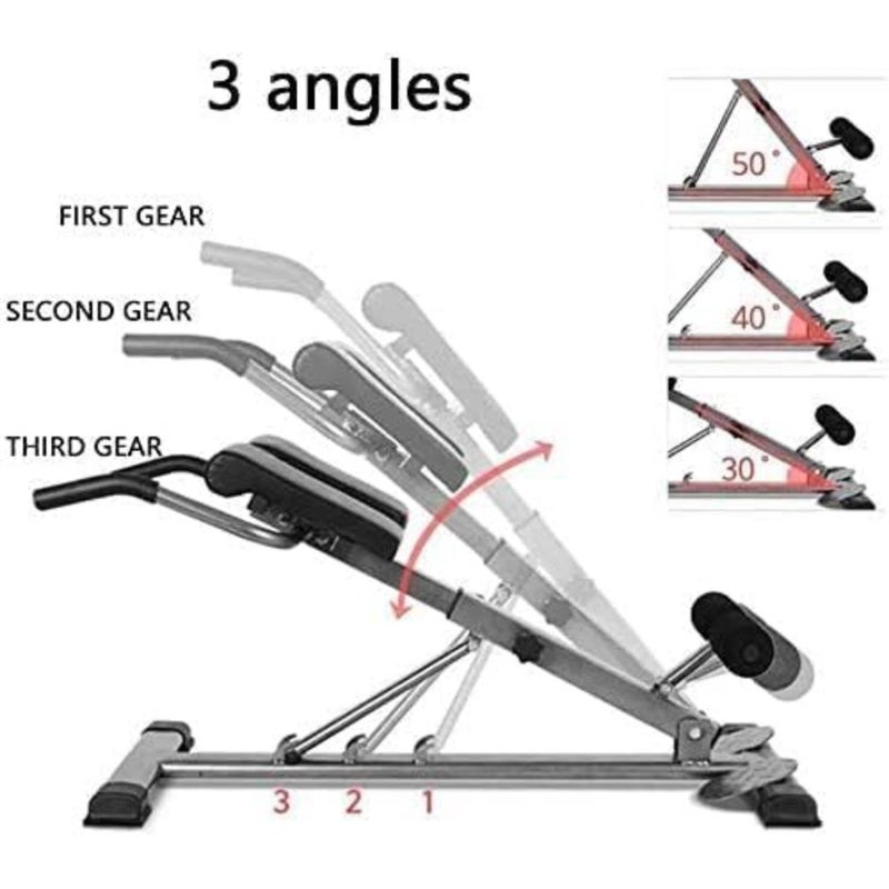 Roman chair for home gym use, steel frame with black PU leather, height-adjustable and foldable design for crunches and hyperextensions - Image 4