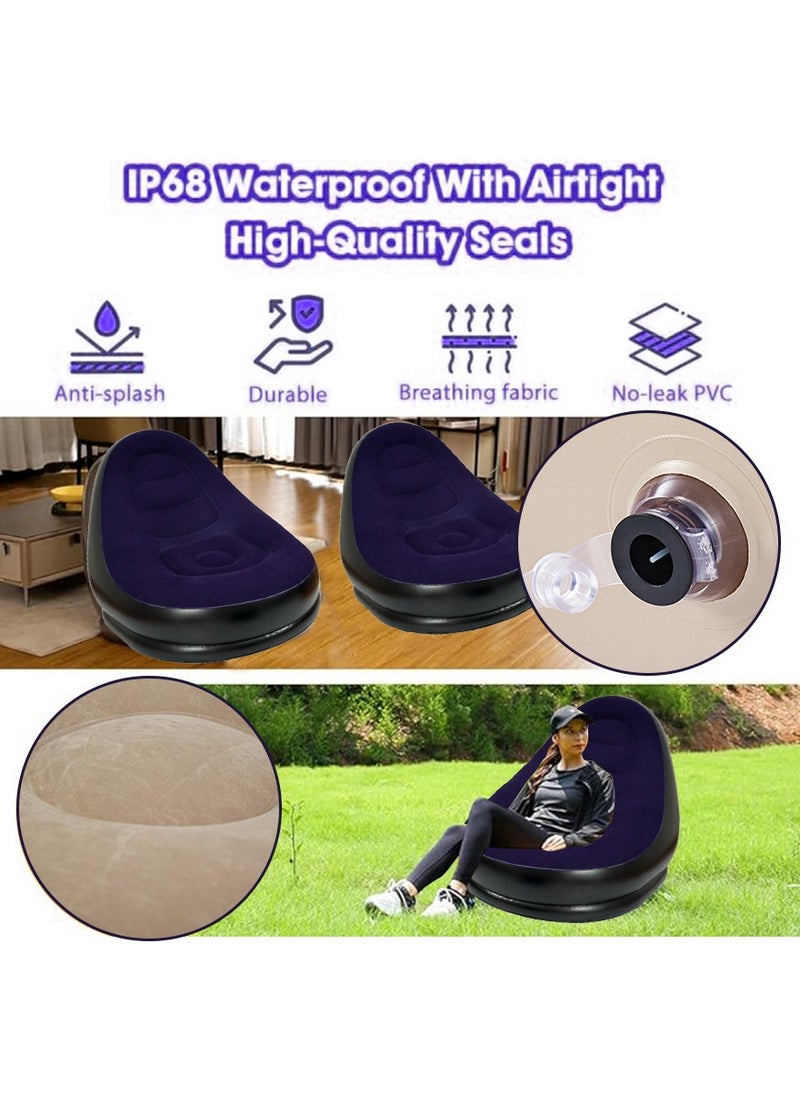 CHANDUG - Inflatable Chair, Portable Fast Inflatable Sofa Chair with Foot Stool, Surface with Plush Smooth Comfortable Ideal for Living Room, Room and Outdoor Camping use purple - Image 1