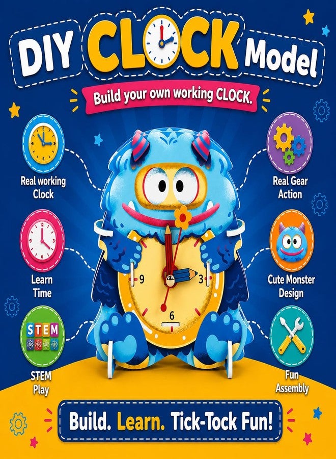 كيت 4 كيوريس لعبة ساعة Kit4Curious® التعليمية للأطفال من عمر 6 سنوات فما فوق | اصنع نموذج ساعة يعمل بنفسك | تروس، وقت، وحركة | نشاط تعليمي علمي وحرفي، هدية عيد ميلاد للأولاد والبنات - Image 2