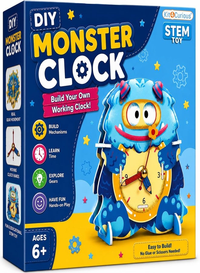 كيت 4 كيوريس لعبة ساعة Kit4Curious® التعليمية للأطفال من عمر 6 سنوات فما فوق | اصنع نموذج ساعة يعمل بنفسك | تروس، وقت، وحركة | نشاط تعليمي علمي وحرفي، هدية عيد ميلاد للأولاد والبنات - Image 1