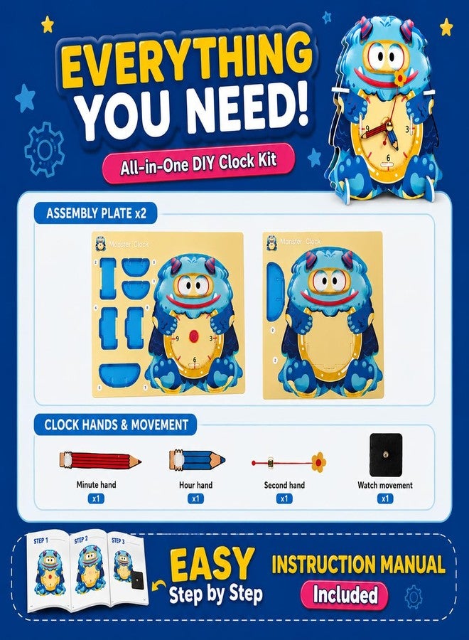 كيت 4 كيوريس لعبة ساعة Kit4Curious® التعليمية للأطفال من عمر 6 سنوات فما فوق | اصنع نموذج ساعة يعمل بنفسك | تروس، وقت، وحركة | نشاط تعليمي علمي وحرفي، هدية عيد ميلاد للأولاد والبنات - Image 3