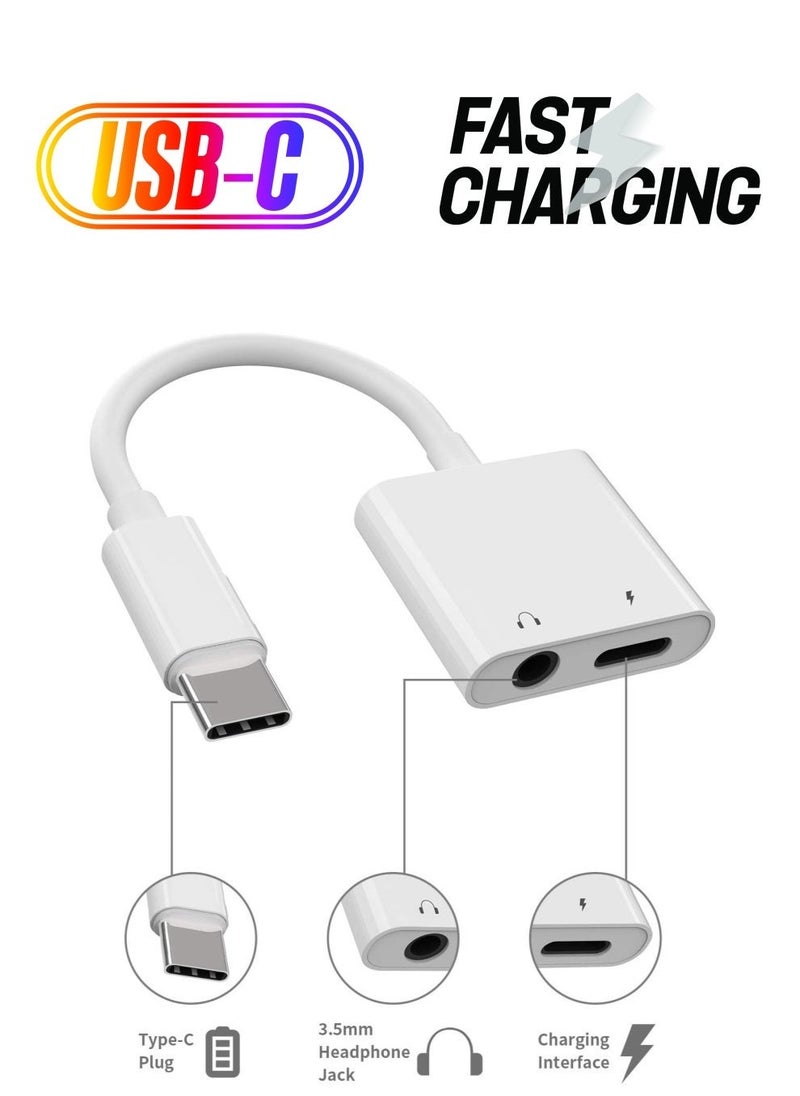 ELTRAZONE Fast Charging USB C to 3.5mm Headphone Adapter Aux Audio Type Charger Dongle Converter Jack for iPad Air4 Pro 2020 2019 2018 Samsung Galaxy S20 Ultra Z Flip Note S10 S9 Plus Compatible with Earphone - Image 1