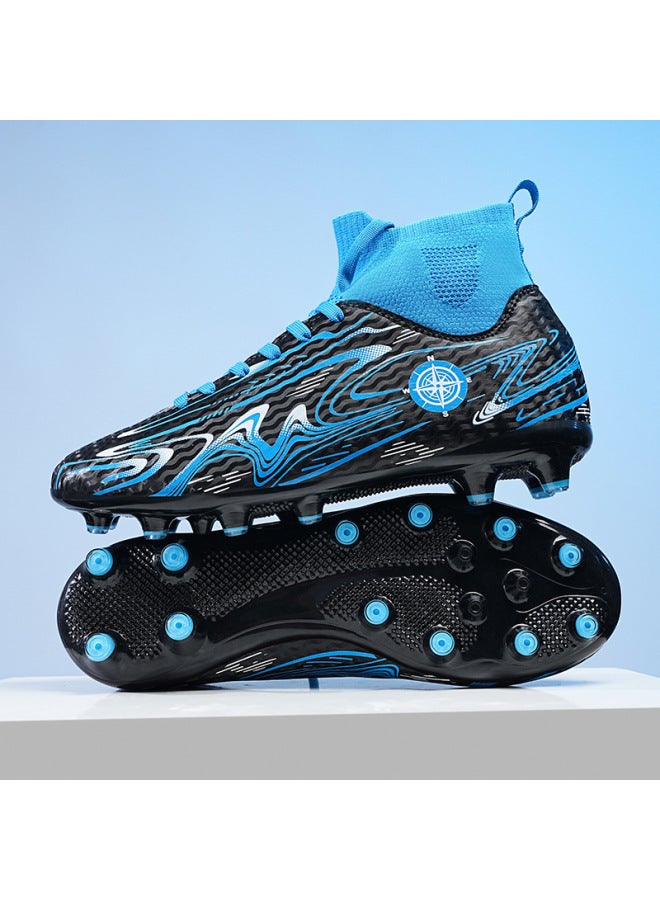 2801 Sky Blue Plus Size High-top Football Shoes Children Primary And Secondary School Students Long Nail Broken Nail Training Competition Sneaker Adult