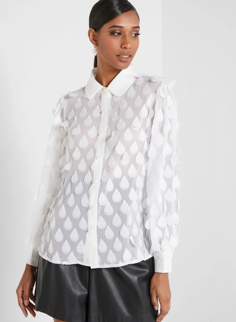 sister jane Button Detail Embellished Shirt