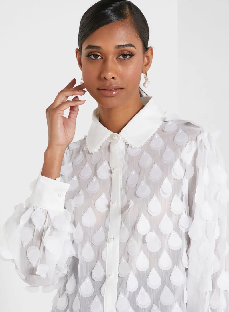 sister jane Button Detail Embellished Shirt