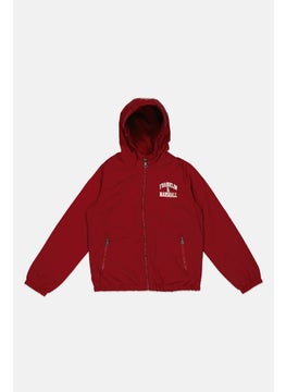 Franklin Marshall Kids Boy Brand Logo Windbreaker Jacket, Maroon  - Image 1