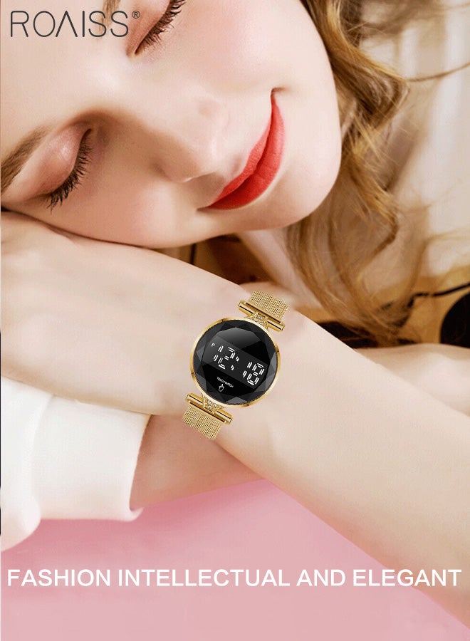 roaiss Women's LED Touch Screen Electronic Watch, Digital Display Round Dial, Multifunction Luxurious Waterproof Wristwatch as Gift for Women - Image 2