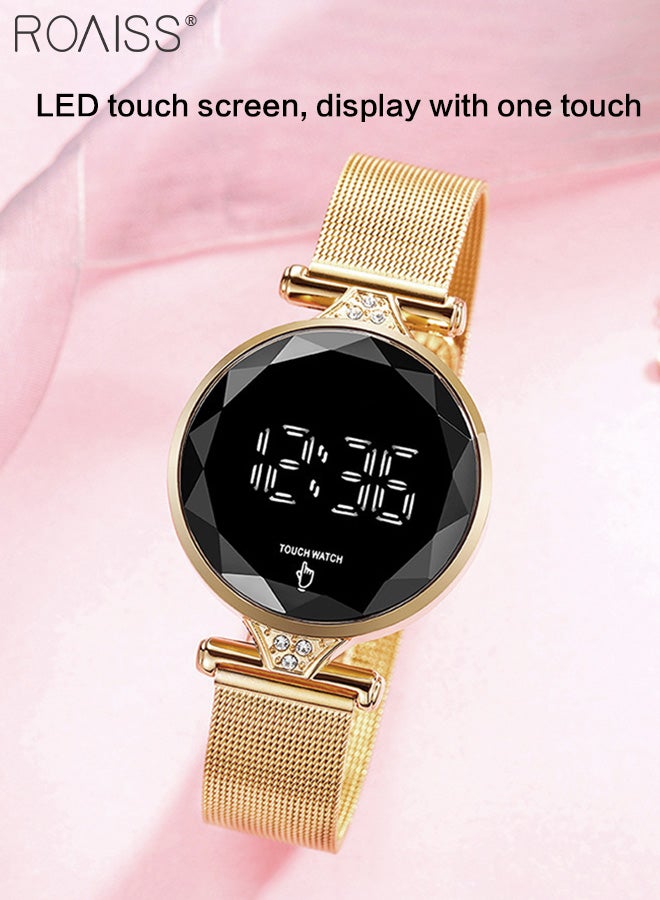 roaiss Women's LED Touch Screen Electronic Watch, Digital Display Round Dial, Multifunction Luxurious Waterproof Wristwatch as Gift for Women - Image 3