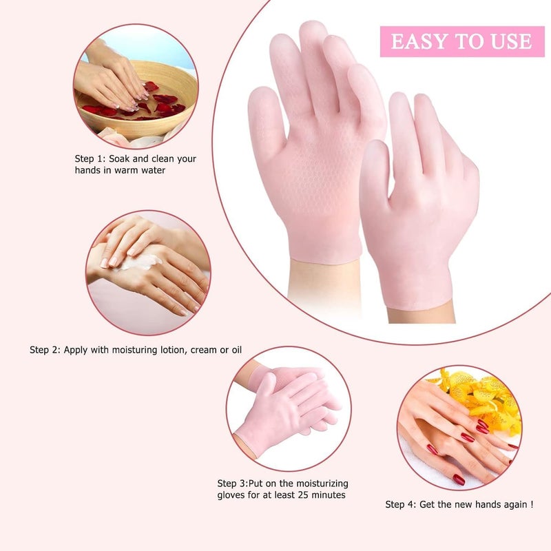 ARUP Moisturizing Gloves Soft Silicone Gloves Gel Spa Hydrating Gloves Aloe Lotion Gloves for Repairing Dry Cracked Aging Hands Eczema and Softening Rough Skin Calluses 1 Pair Free Size - Image 2