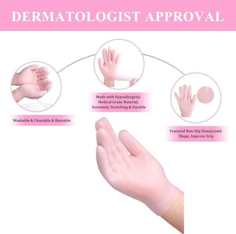 ARUP Moisturizing Gloves Soft Silicone Gloves Gel Spa Hydrating Gloves Aloe Lotion Gloves for Repairing Dry Cracked Aging Hands Eczema and Softening Rough Skin Calluses 1 Pair Free Size - Image 3