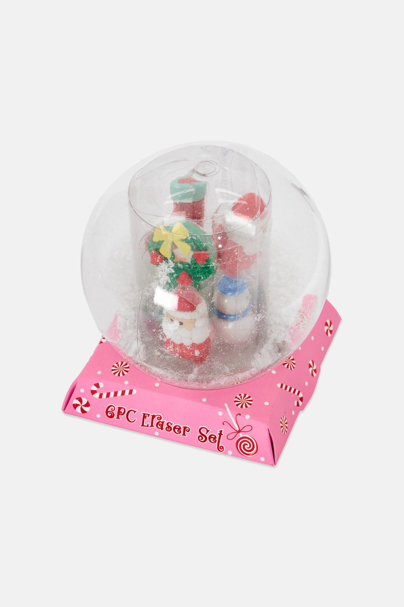 VOTUM Christmas 6 Pcs Eraser Sets, Red/White Combo - Image 2