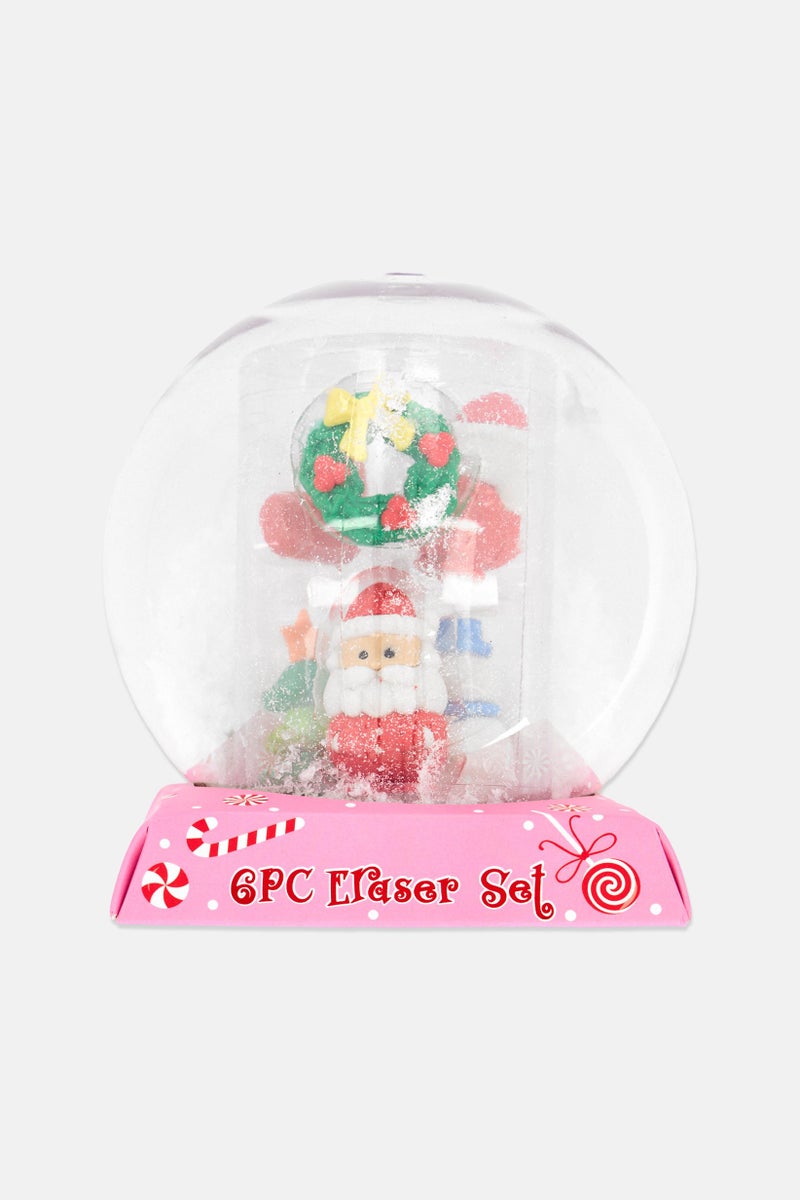 VOTUM Christmas 6 Pcs Eraser Sets, Red/White Combo - Image 1