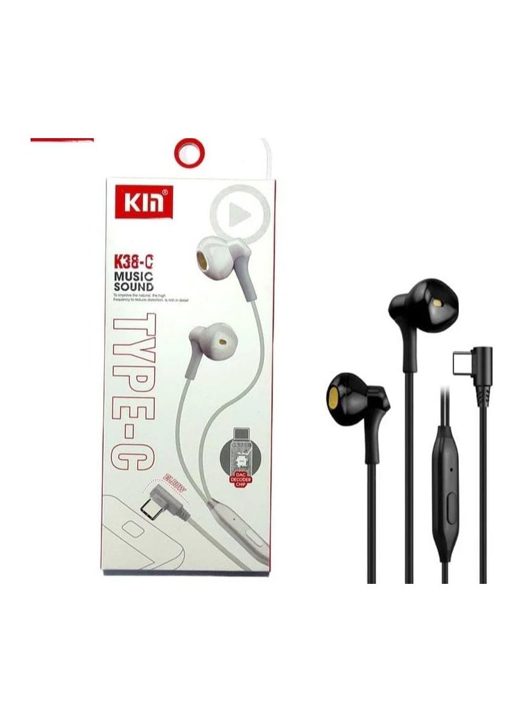 Generic /Headphone/Type C Earphone with Elbow jack, Best for Gaming (PUBG) C Type Headphone Compatible for All Mobile Phones 