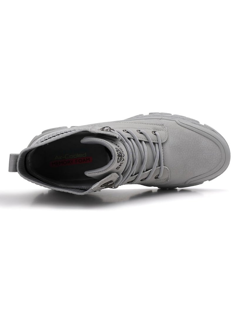 Sky View Boots Men's High Top Ankle Boots Anti-Slip Outdoor Hiking Fashionable Work Shoes Grey  - Image 3