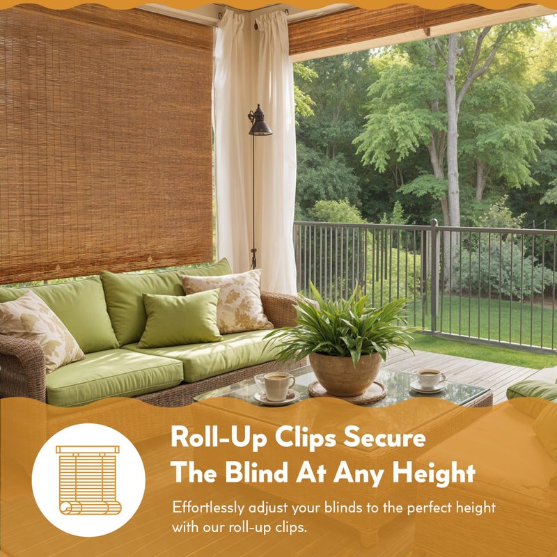 Radiance Cord Free Bamboo Shades - Roll-Up Shades for Porch, Patio & Interior Windows - Bamboo Shades for Indoor & Outdoor - Cocoa - 60" W x 72" L - (3370760E) - Image 5