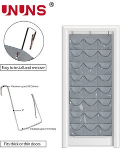 UNUNS Hat Rack,24 Deep Pockets Hat Organizer,Hat Racks For Baseball Caps, Visible Hat Holder,Baseball Hat Rack For Wall Door With 3 Hooks,Gray  - Image 4