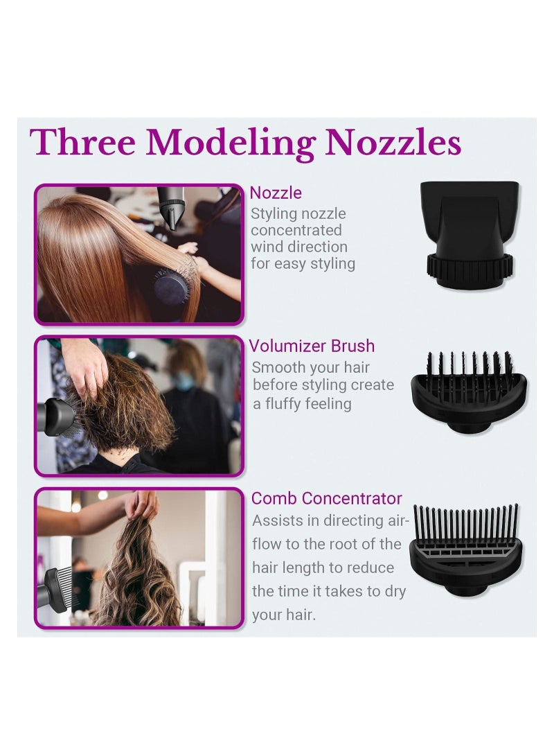 general Professional Compact Hair Dryer with Comb, Volumizer Brush, and Nozzle Attachment - Image 3