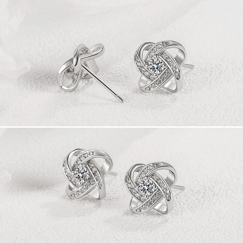 Excefore Jewelry Set for Women, Necklace Bracelet Earrings Set, Italian Four Leaf Clover Design Pendant with Cubic Zirconia, Allergy-Free Wedding Party Jewelry for Girl Mom Wife Friend - Image 5