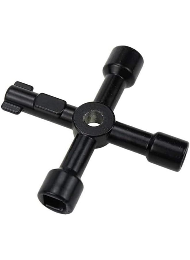 Biella Multi-Function 4-Way Utility Cross Key Wrench - Plumbing Wrench For Gas Electric Meter Cabinets Bleed Radiators  - Image 1