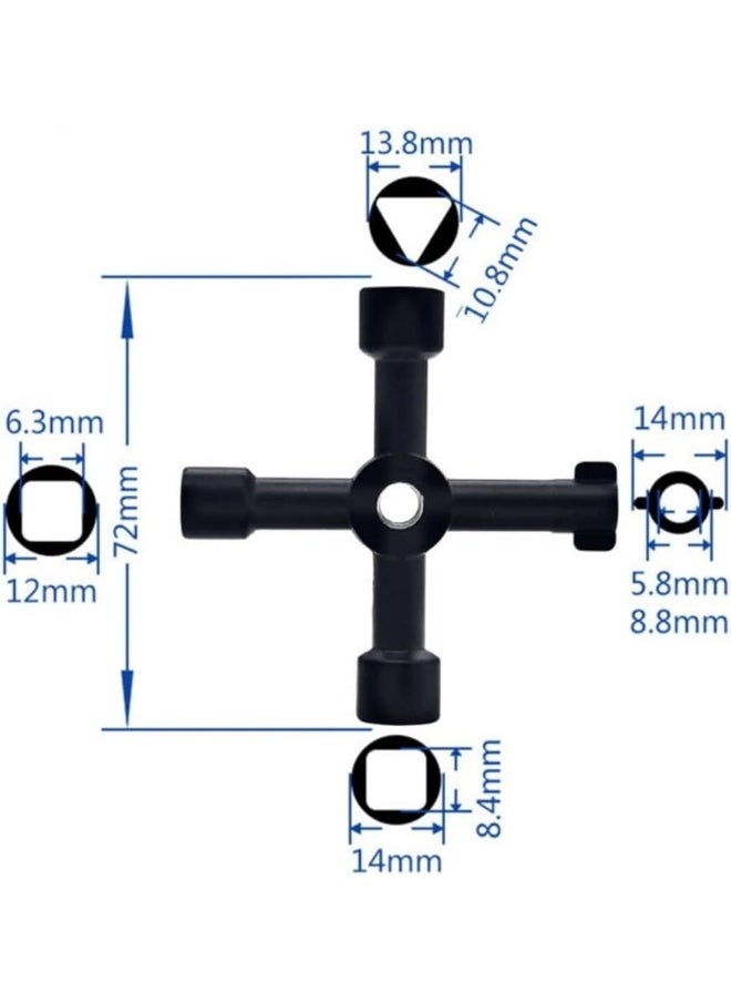Biella Multi-Function 4-Way Utility Cross Key Wrench - Plumbing Wrench For Gas Electric Meter Cabinets Bleed Radiators  - Image 2
