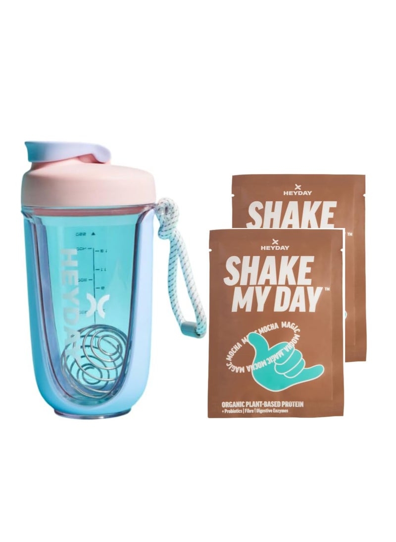 heyday Heyday Protein Shaker Ideal for Gym 550ml Pink Shaker and 2 Mocha sachet 