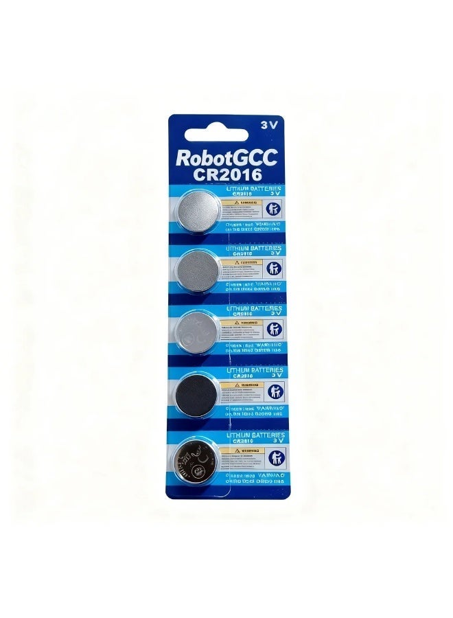 robotgcc CR2016 3V Lithium Coin Battery 5-Pack High Quality Button Cell Batteries with Stable Voltage, Reliable Power and Long Shelf Life for Watches, Remote Controls, Car Keys, Calculators and Small Electronic Devices - Image 1