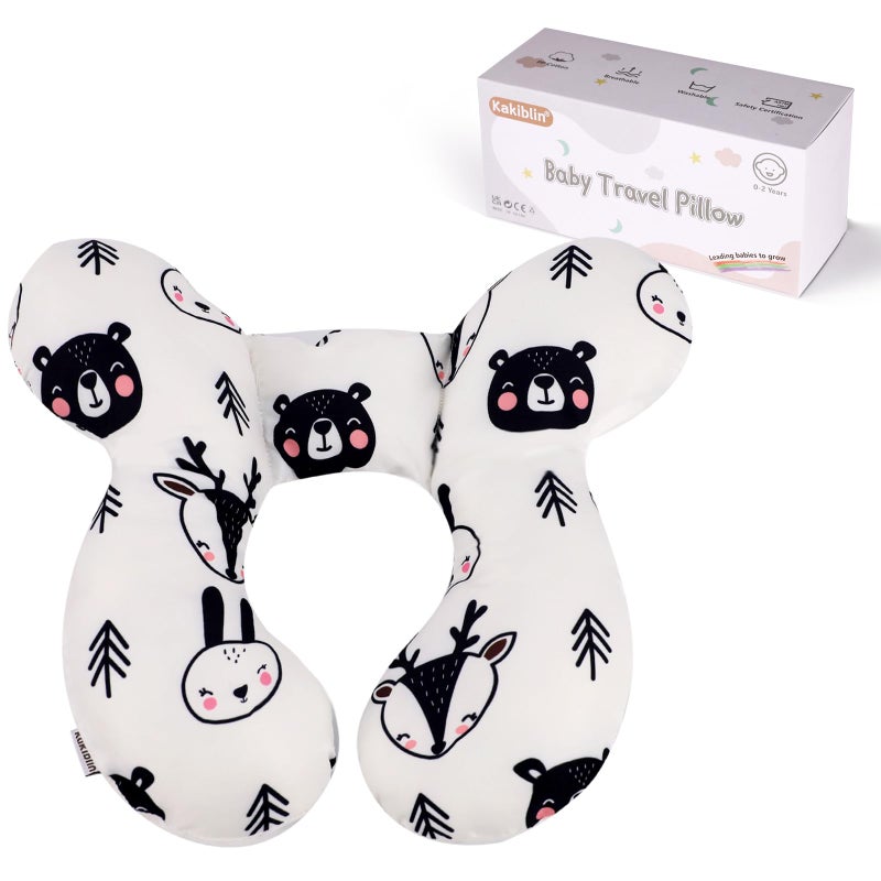 KAKIBLIN Baby Neck Pillow, Upgraded Baby Support Pillow,Babies Head Pillow,Neck Support Pillow for for Car Seat,Pushchair,Travel (Bear) - Image 1