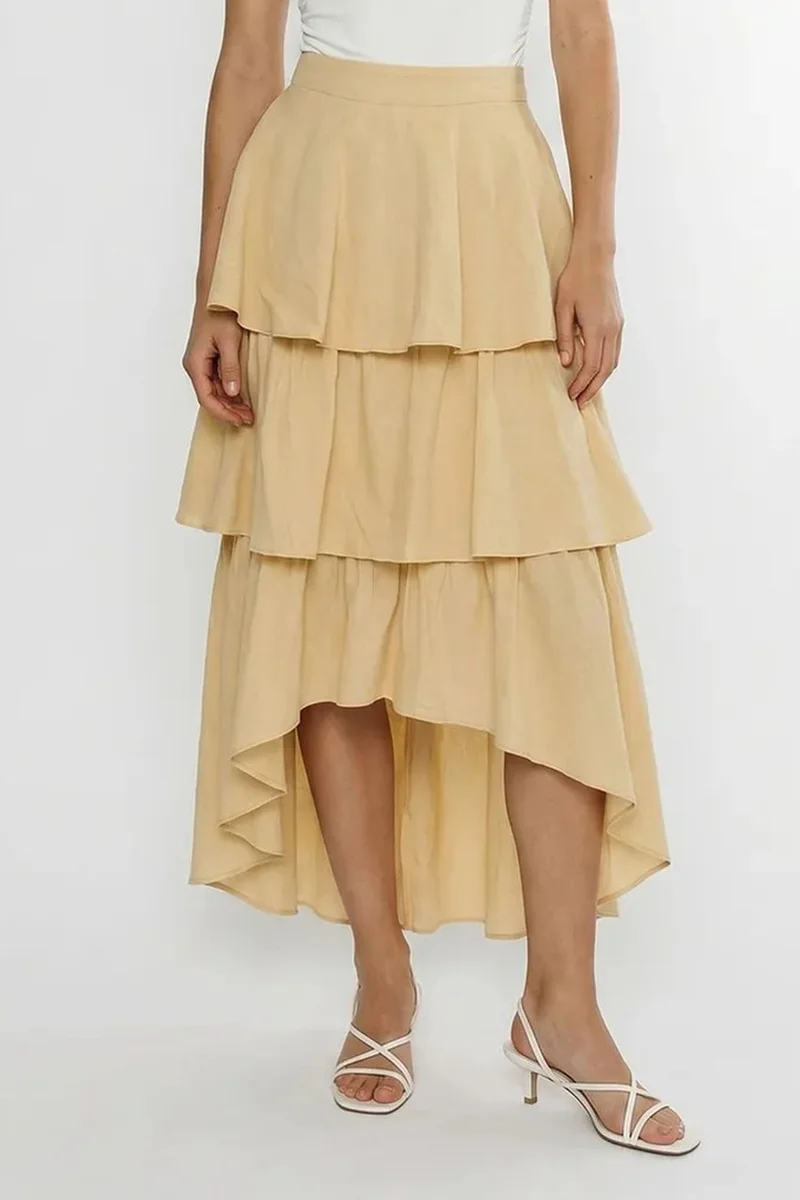 بيانكو لوتشي LUCCI High-Waist Cotton Poplin Midi Skirt