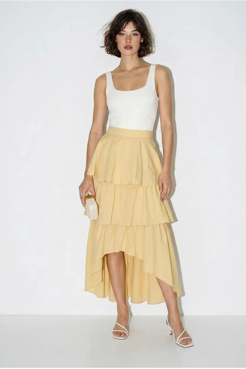 بيانكو لوتشي LUCCI High-Waist Cotton Poplin Midi Skirt