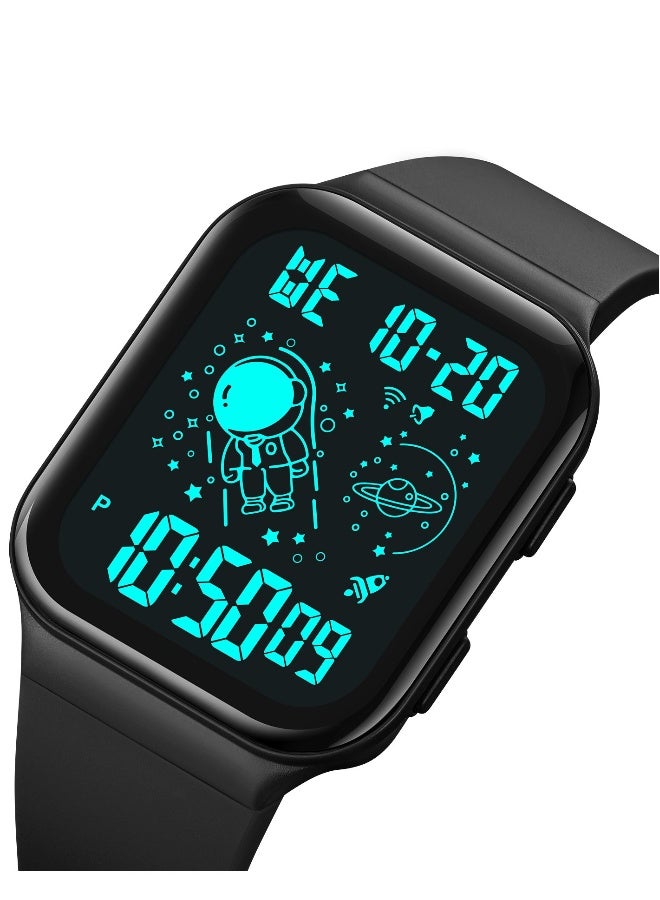 Watches for Boys Multifunctional Water Resistant Digital Watch PU Strap 1863 Black - Image 2