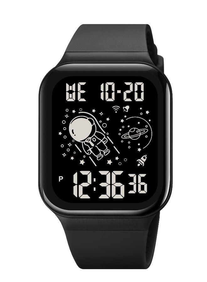 Watches for Boys Multifunctional Water Resistant Digital Watch PU Strap 1863 Black - Image 1