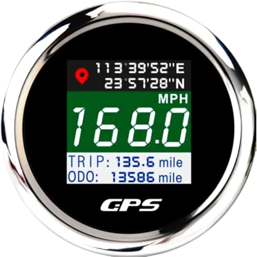 ARTILAURA GPS Speedometer 2-1/16" 52mm Digital Boat GPS Speedometer Gauge MPH Km/h Knot TFT Screen Antenna Odometer for AUTO Car Marine (Black & Silver) - Image 1
