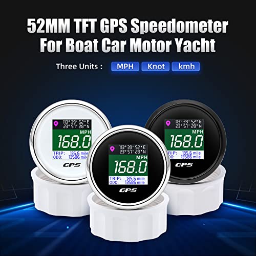 ARTILAURA GPS Speedometer 2-1/16" 52mm Digital Boat GPS Speedometer Gauge MPH Km/h Knot TFT Screen Antenna Odometer for AUTO Car Marine (Black & Silver) - Image 4