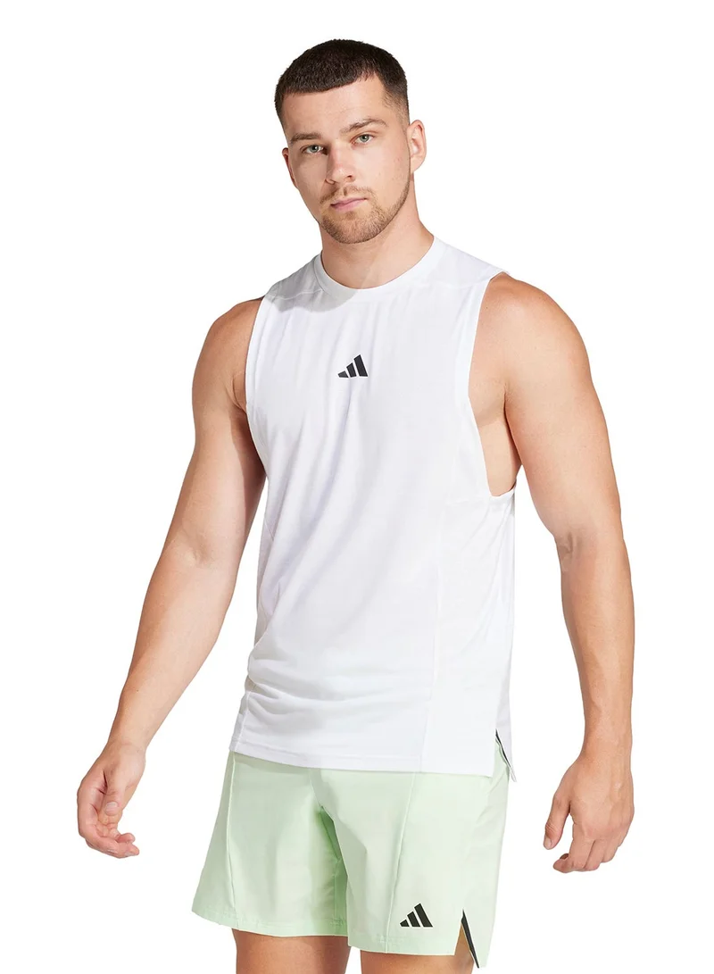 Adidas D4T Tank White Training Tops For Men XS
