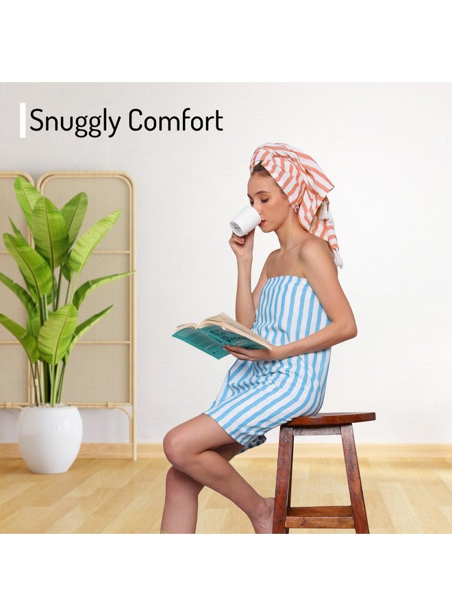 PATVY Bath Towels Light Weight Turkish Style Stripe Bath Towels For Men Large Size Cotton|70X150Cm Quick Absorption &Faster Drying Bath Towel For Women|100% Cotton Pack Of 2, Rose & Teal Blue, 140 TC - Image 4