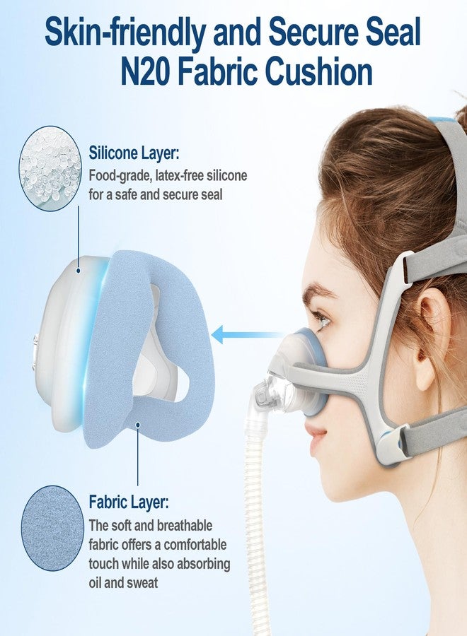 MEDICOLOR Upgraded Nasal Cushion for AirFit N20, Fabric Fused with Silicone Cushions for N20 Frame, Secure Fit & Easy to Clean CPAP Supplies by MEDICOLOR, 2PCS, Medium - Image 2