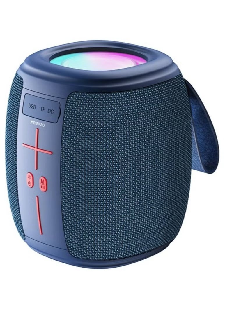 Yesido - YSW14 Wireless Bluetooth Speaker with Deep Bass 66mm Driver, RGB Ambient Light Strip, USB & SD Card Support – Portable Stereo Sound System with Dual Playback Modes & 1200mAh Rechargeable Battery – Compact Outdoor Speaker – Blue - Image 1