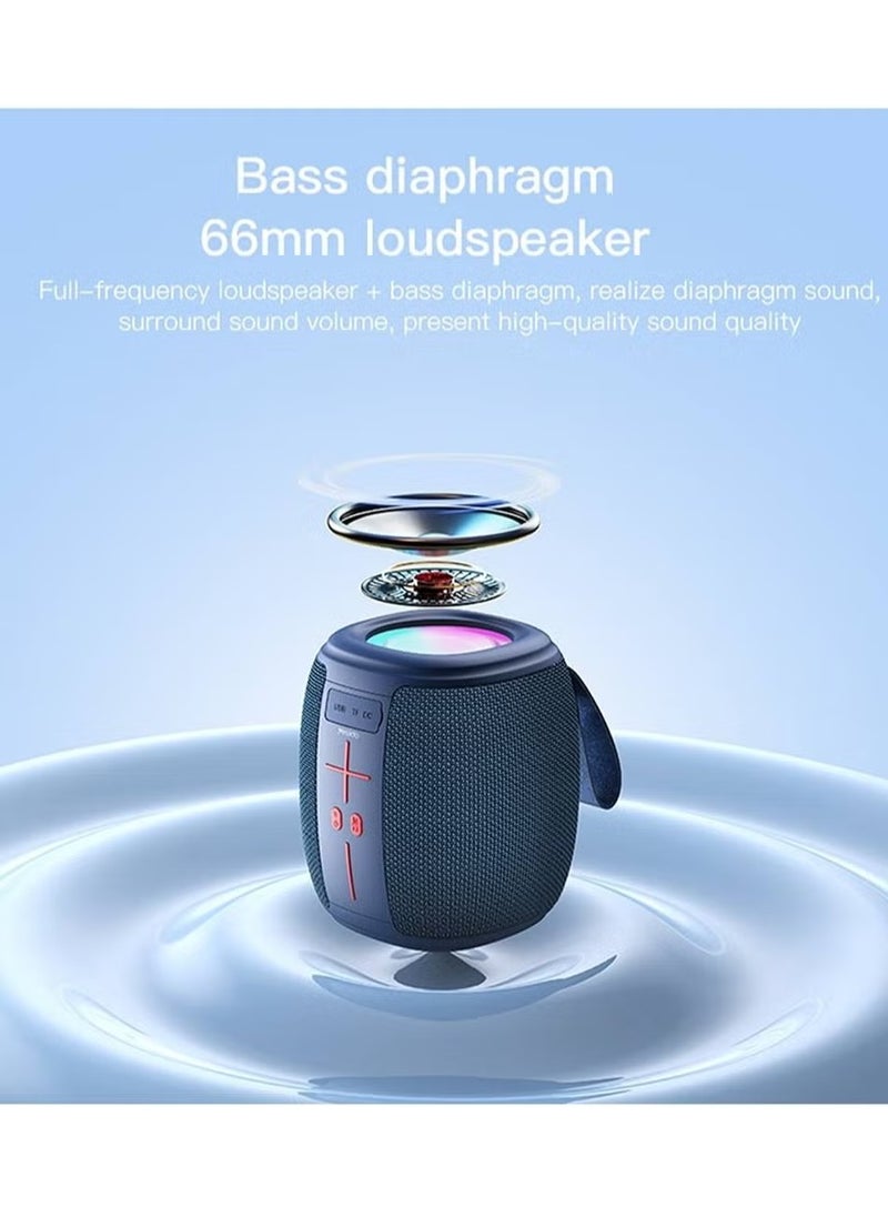 Yesido - YSW14 Wireless Bluetooth Speaker with Deep Bass 66mm Driver, RGB Ambient Light Strip, USB & SD Card Support – Portable Stereo Sound System with Dual Playback Modes & 1200mAh Rechargeable Battery – Compact Outdoor Speaker – Blue - Image 1