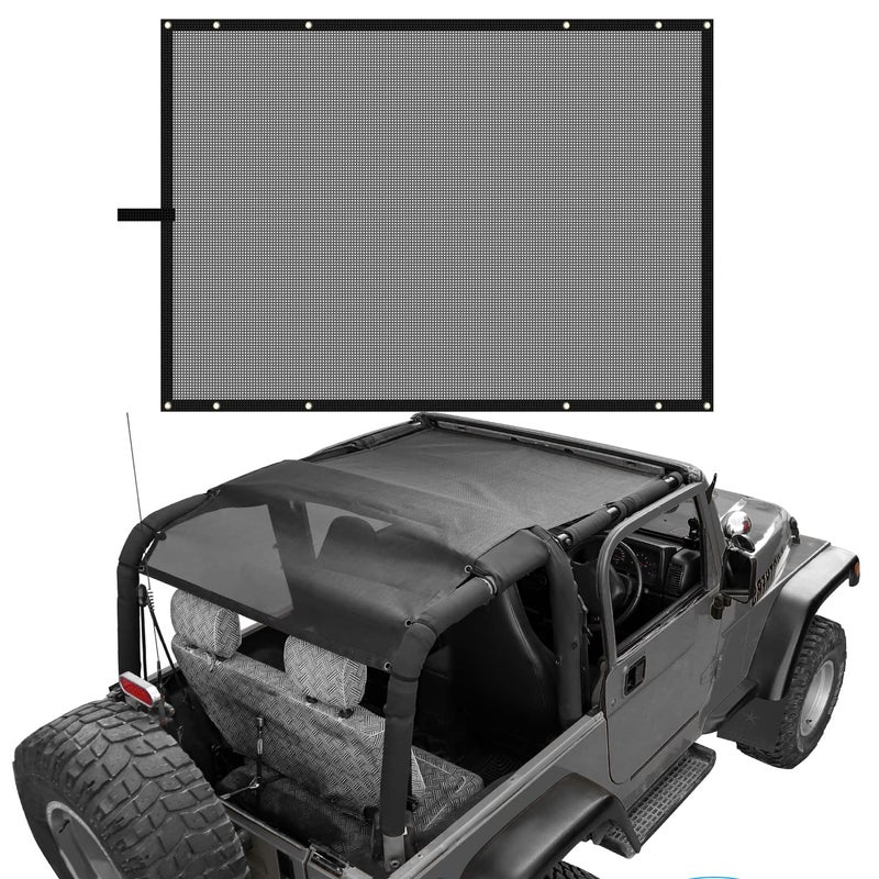 RT-TCZ RTTCZ for Jeep TJ Sunshade SunRoof Mesh Bikini Top Cover for Jeep Wrangler TJ 19972006 Black - Image 2