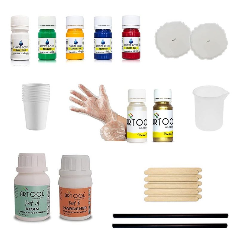 ARTOOL Premium Mica Powder Pearlescent Color Pigment Art Set for Epoxy Resin for Soap Making Nail Polish Lip Gloss Eye Shadow Slime Candle Jars 54g Original Set - Image 1