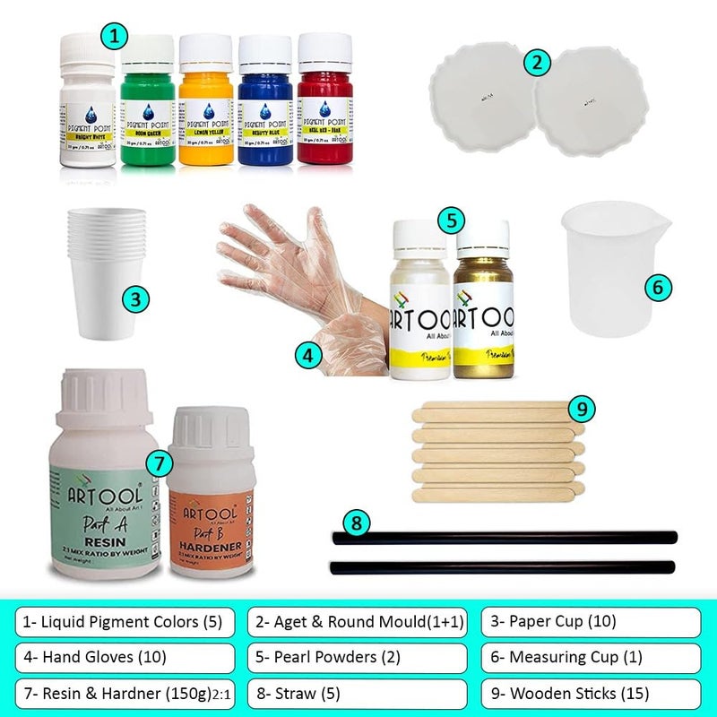 ARTOOL Premium Mica Powder Pearlescent Color Pigment Art Set for Epoxy Resin for Soap Making Nail Polish Lip Gloss Eye Shadow Slime Candle Jars 54g Original Set - Image 2