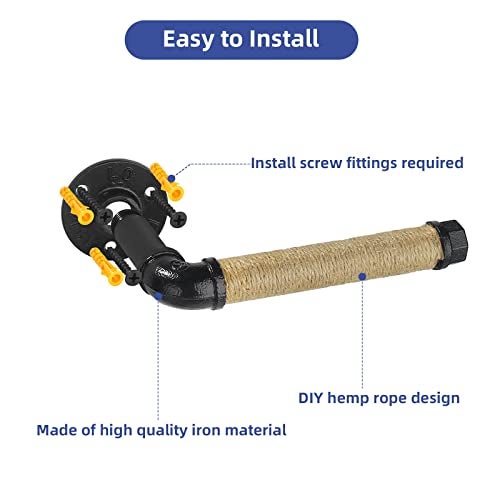ROXLLGJC Nautical Toilet Paper Holder, Industrial Rope Tissue Holder Rustic Towel Rack for Bathroom Decor - Image 2