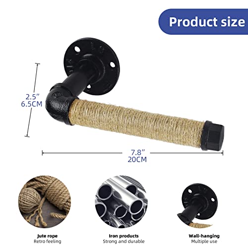 ROXLLGJC Nautical Toilet Paper Holder, Industrial Rope Tissue Holder Rustic Towel Rack for Bathroom Decor - Image 3