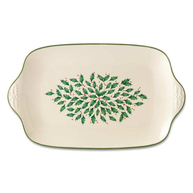 Lenox Holiday Large Serving Platter 60 LB Red  Green