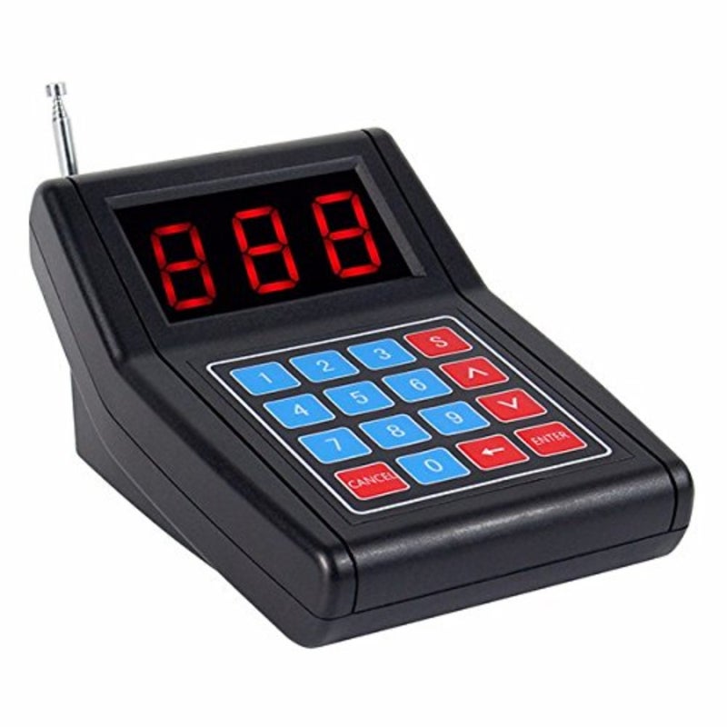 Restaurant Pager System Queue Number Call Coaster Pager Wireless Paging System Calling System Portable Rechargable Restaurant Buzzers with Numeric Keypad Transmitter 20 Pagers+1 Caller Wireless Paging, Queue Number Call, Coaster Buzzers, Waiter Service, Calling System - Image 4