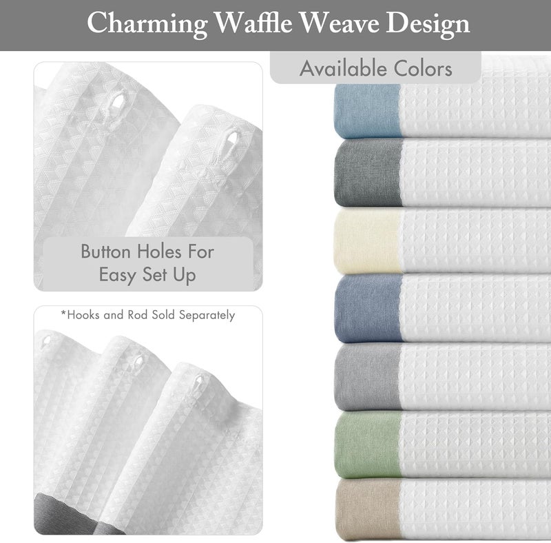 madison park Shower Curtain Spa Waffle Weave Wide Shower Curtain for Bathroom 3M Scotchgard Moisture Management, Spa Quality Modern Shower Curtains for Bathroom, Extra Width: 108"x72" Charcoal - Image 3